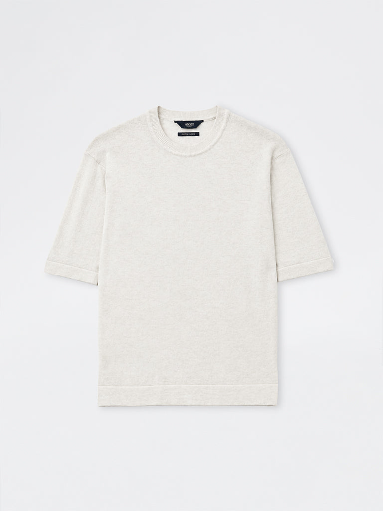 Ascot Off-White Relaxed-Fit Cotton-Blend T-Shirt