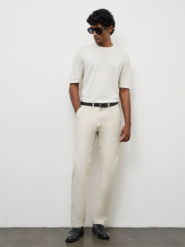 Ascot Off-White Relaxed-Fit Cotton-Blend T-Shirt