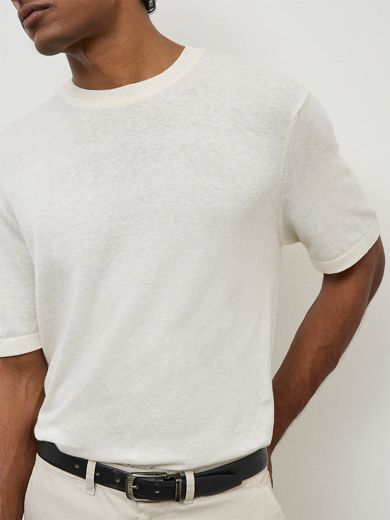 Ascot Off-White Relaxed-Fit Cotton-Blend T-Shirt