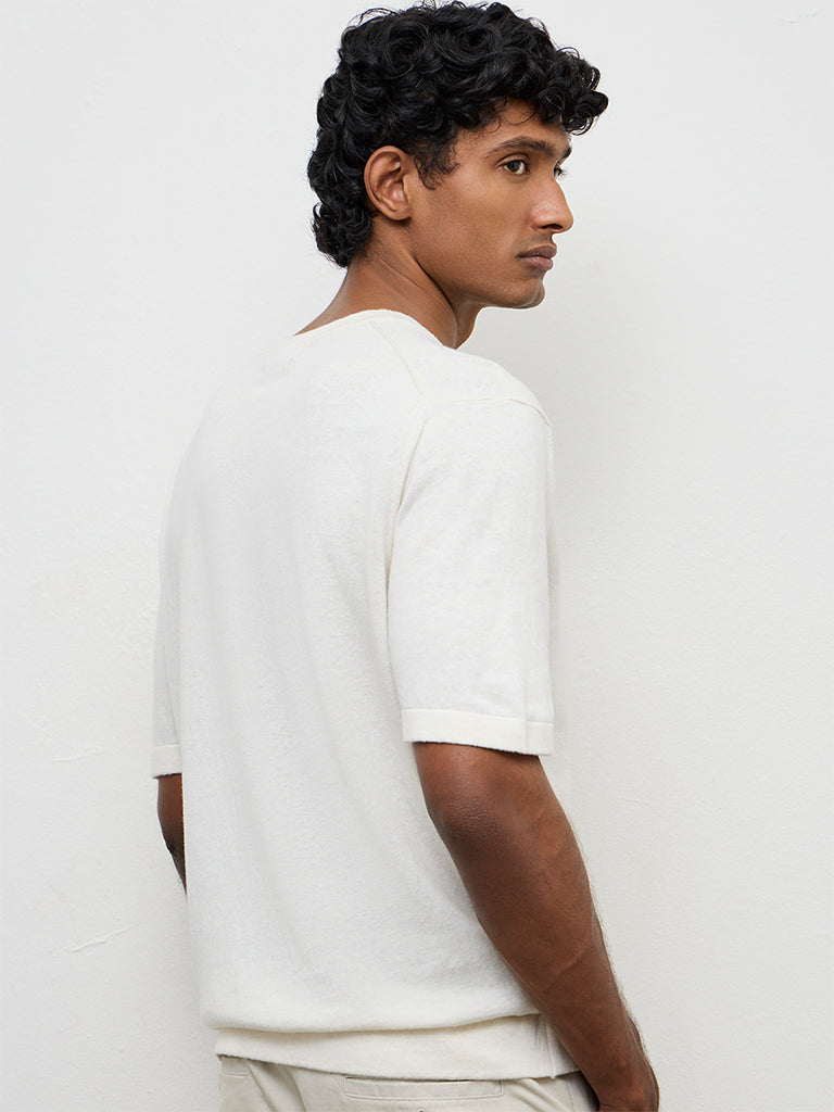Ascot Off-White Relaxed-Fit Cotton-Blend T-Shirt