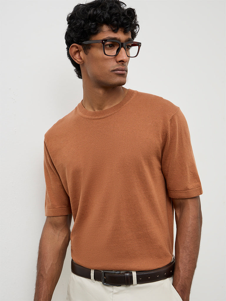 Ascot Orange Relaxed-Fit Cotton-Blend T-Shirt