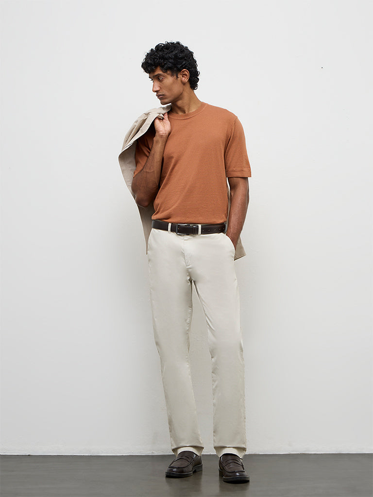 Ascot Orange Relaxed-Fit Cotton-Blend T-Shirt