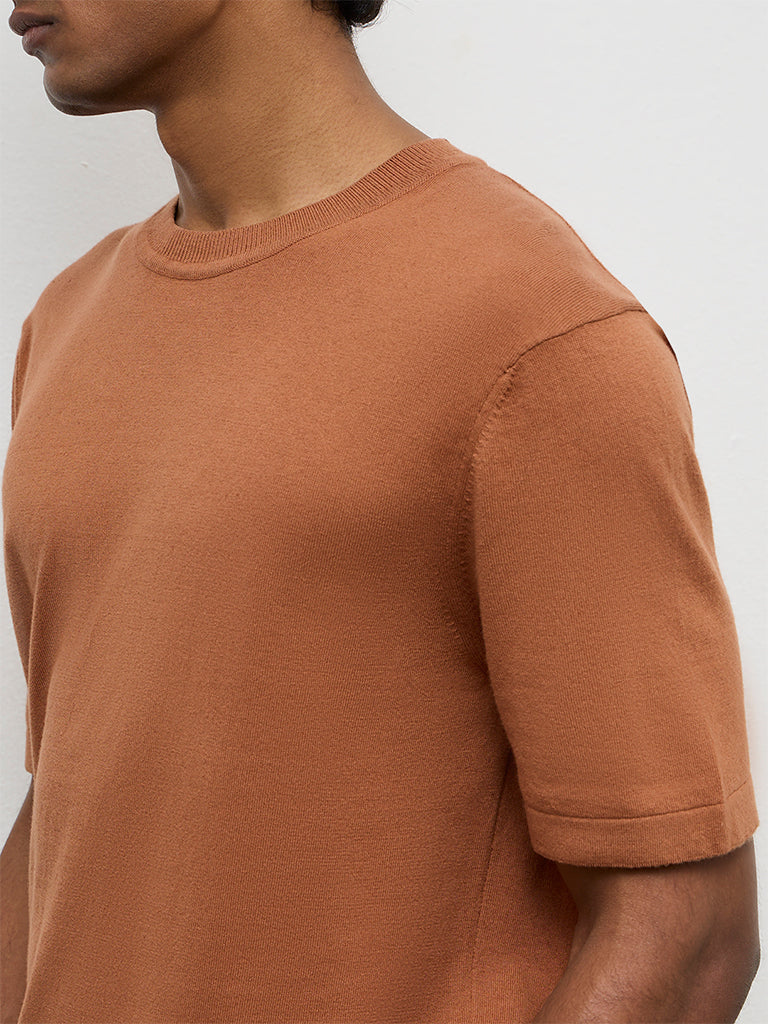 Ascot Orange Relaxed-Fit Cotton-Blend T-Shirt