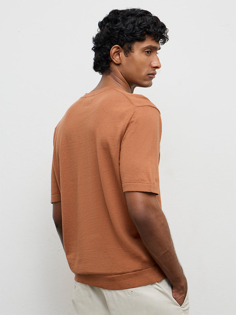 Ascot Orange Relaxed-Fit Cotton-Blend T-Shirt