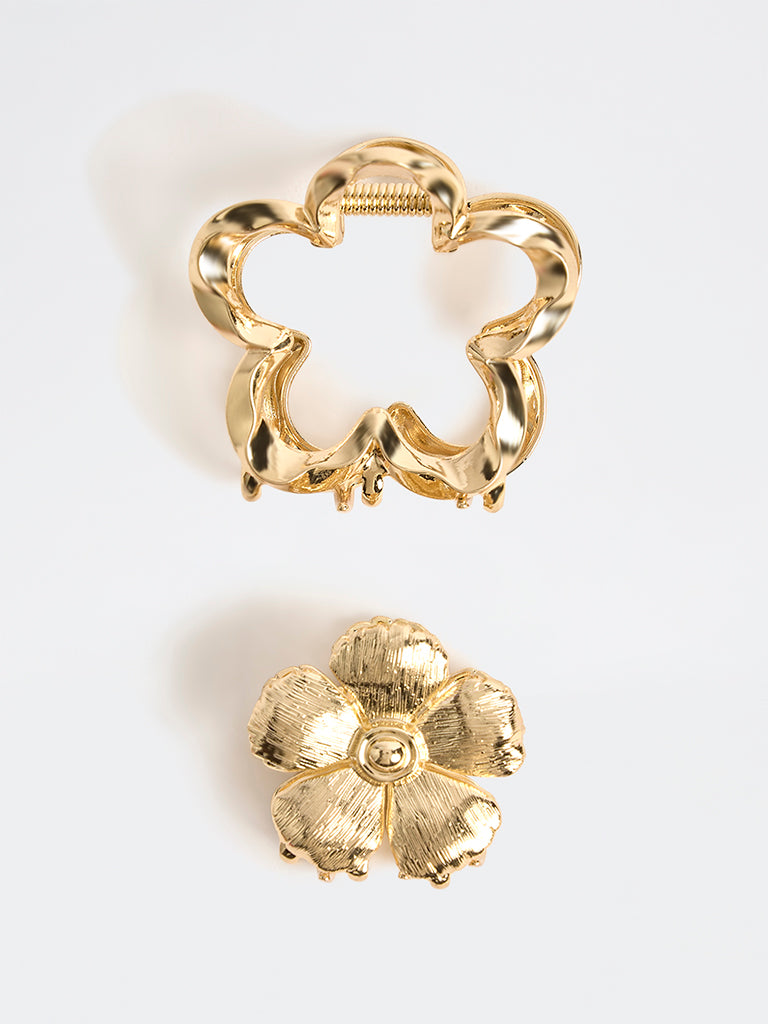 Westside Accessories Gold Flower Claw Clips - Pack of 2
