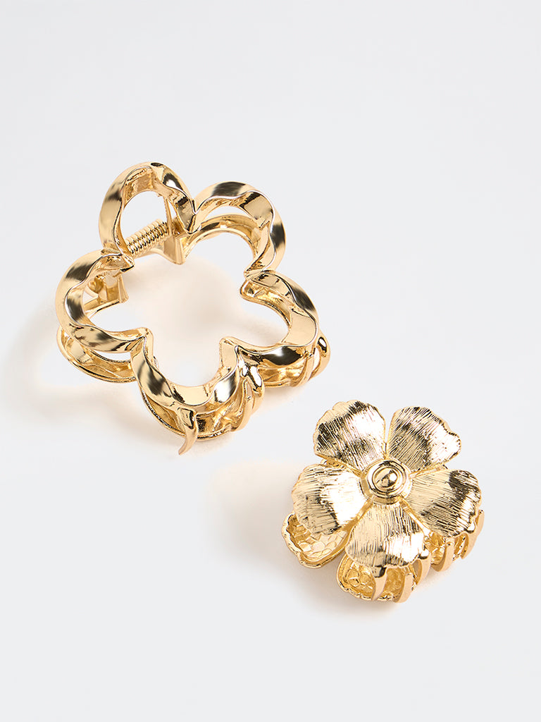 Westside Accessories Gold Flower Claw Clips - Pack of 2