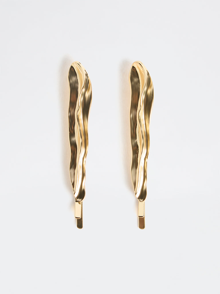 Westside Accessories Gold Irregular Textured Clips - Pack of 2