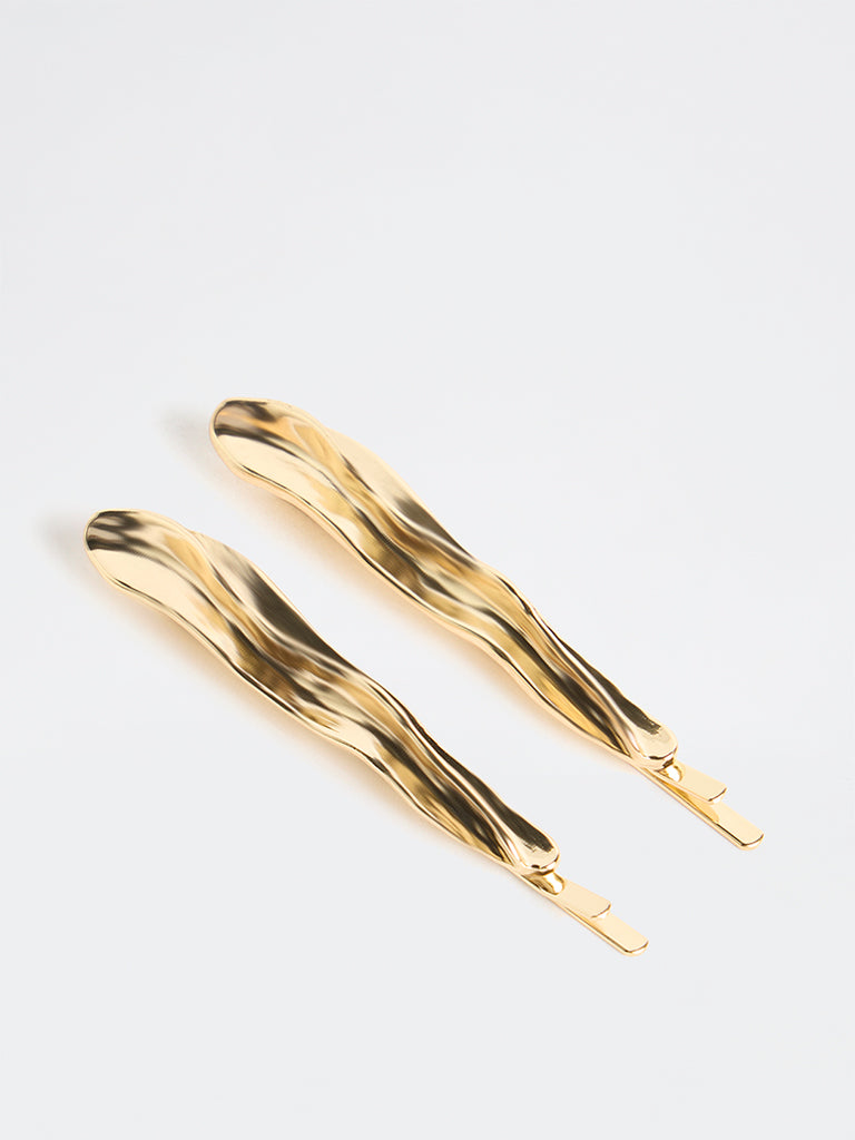 Westside Accessories Gold Irregular Textured Clips - Pack of 2