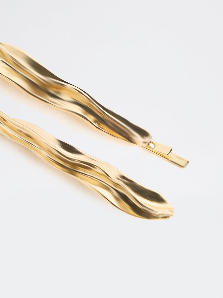 Westside Accessories Gold Irregular Textured Clips - Pack of 2