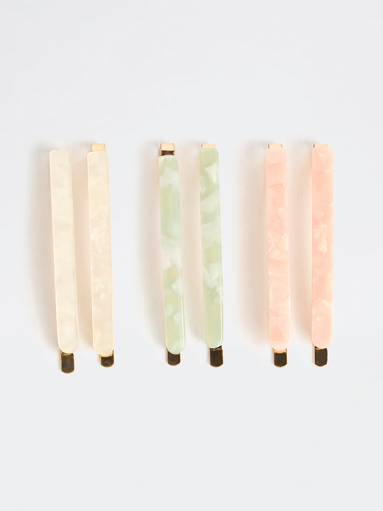 Westside Accessories Multicolour Acrylic Fancy Clips – Pack of 6