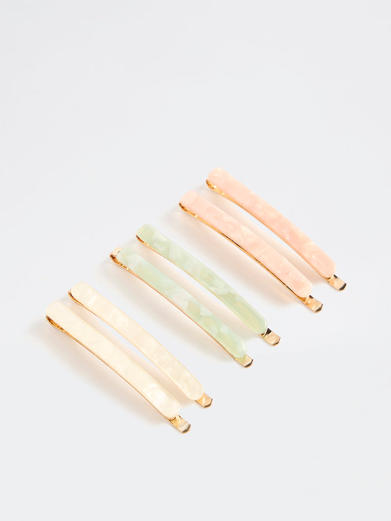 Westside Accessories Multicolour Acrylic Fancy Clips – Pack of 6