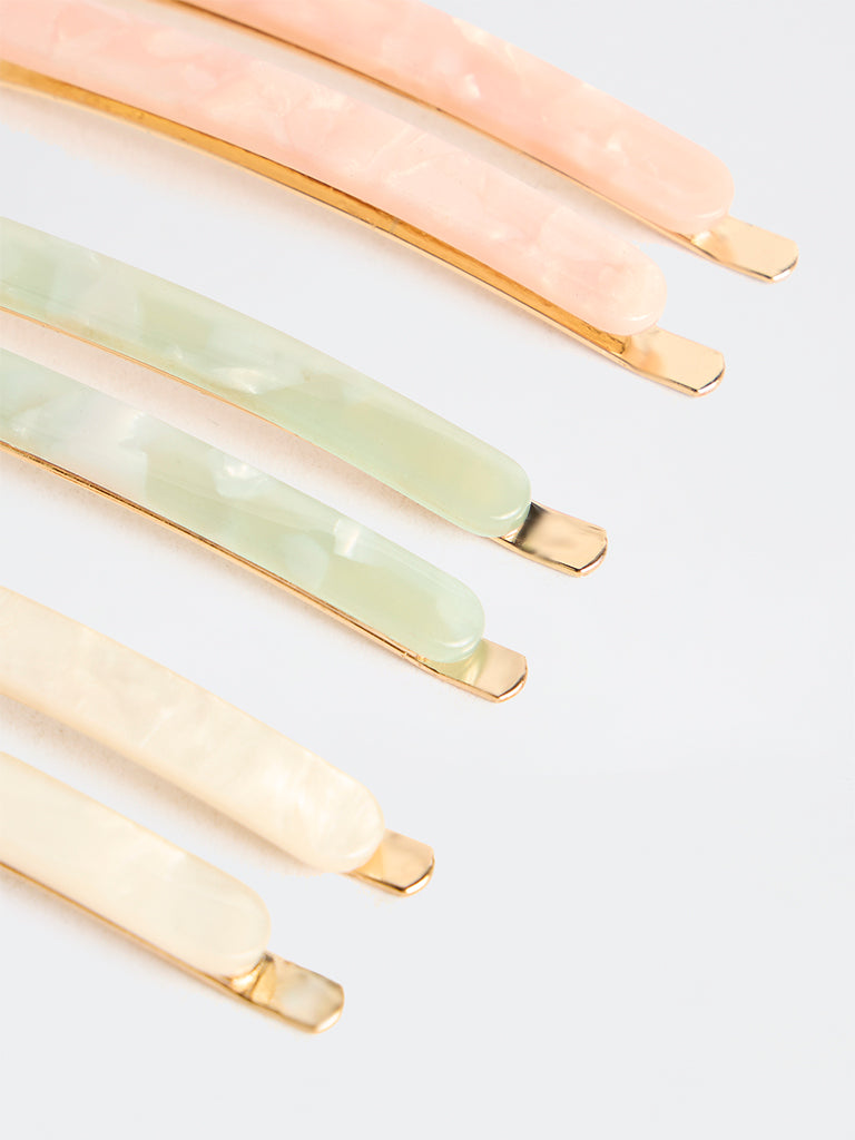 Westside Accessories Multicolour Acrylic Fancy Clips – Pack of 6