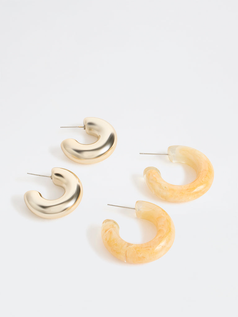 Westside Accessories Gold and Orange Hoop Earrings