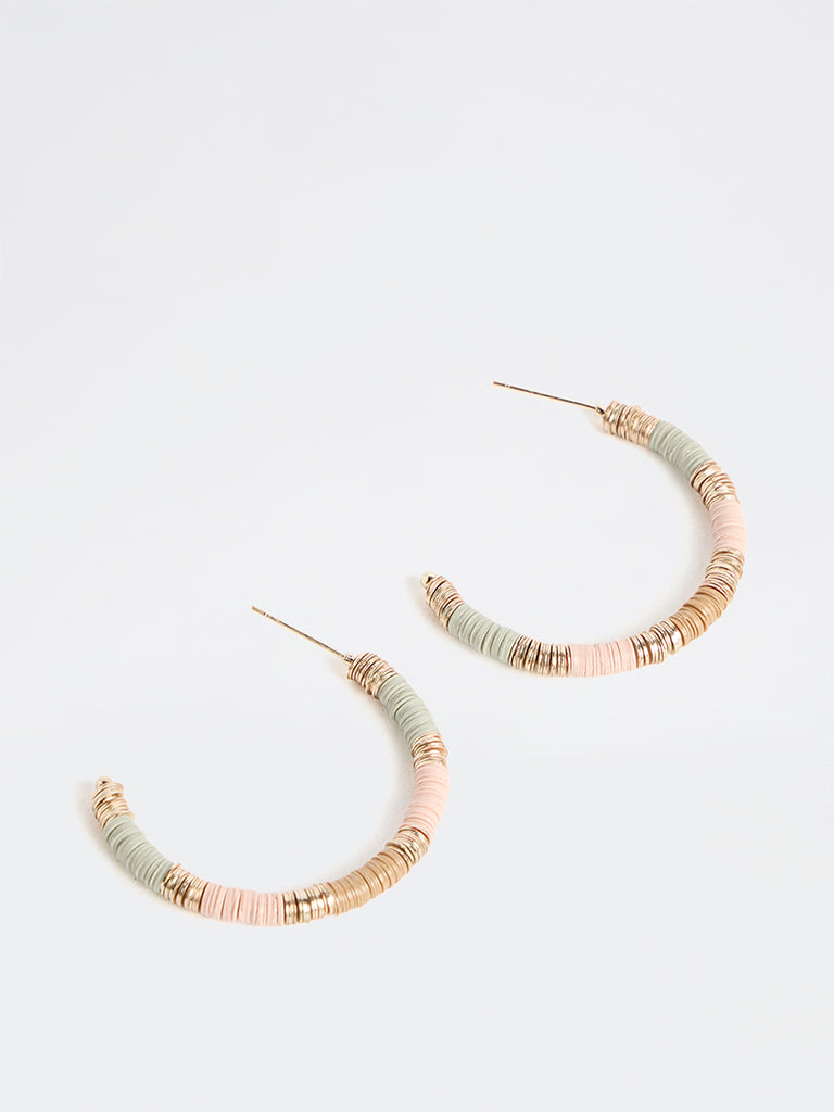 Westside Accessories Multi Color Beaded Hoop Earrings