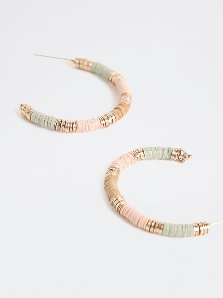 Westside Accessories Multi Color Beaded Hoop Earrings