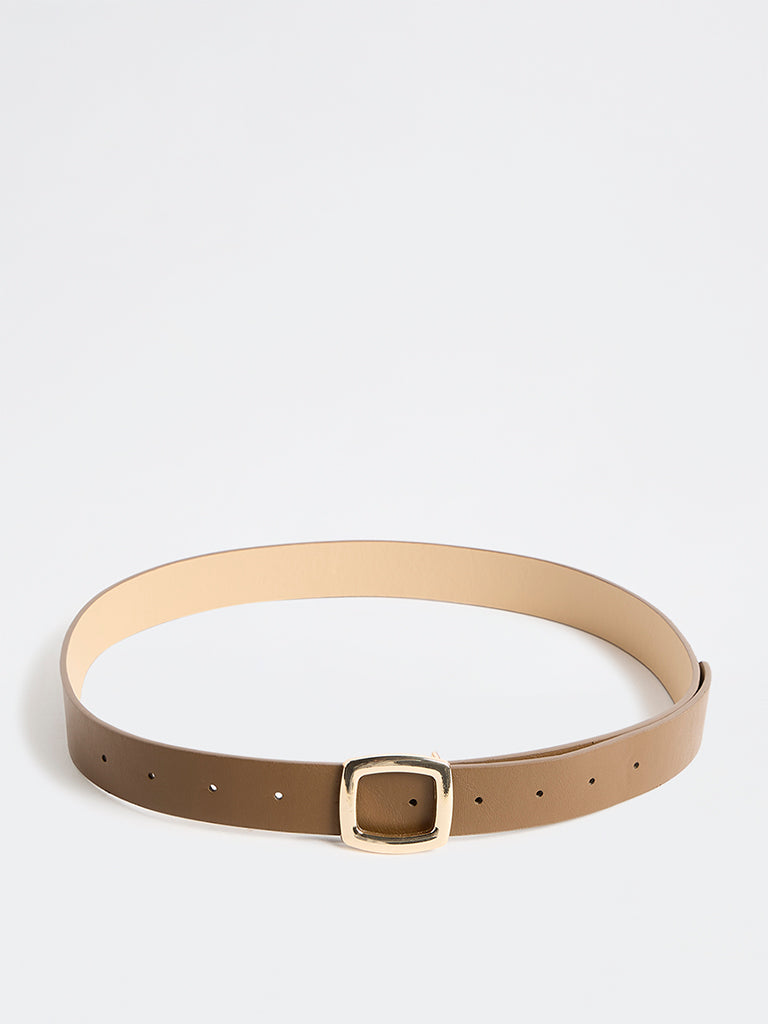 Westside Accessories Brown Square Buckle Belt