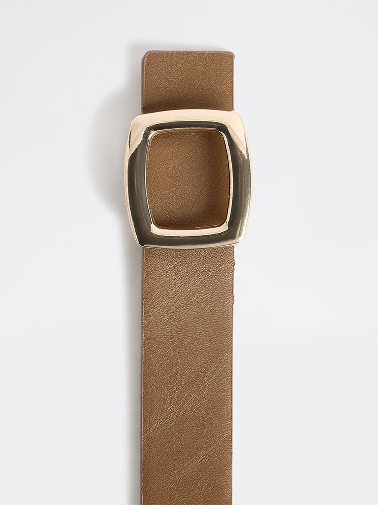 Westside Accessories Brown Square Buckle Belt