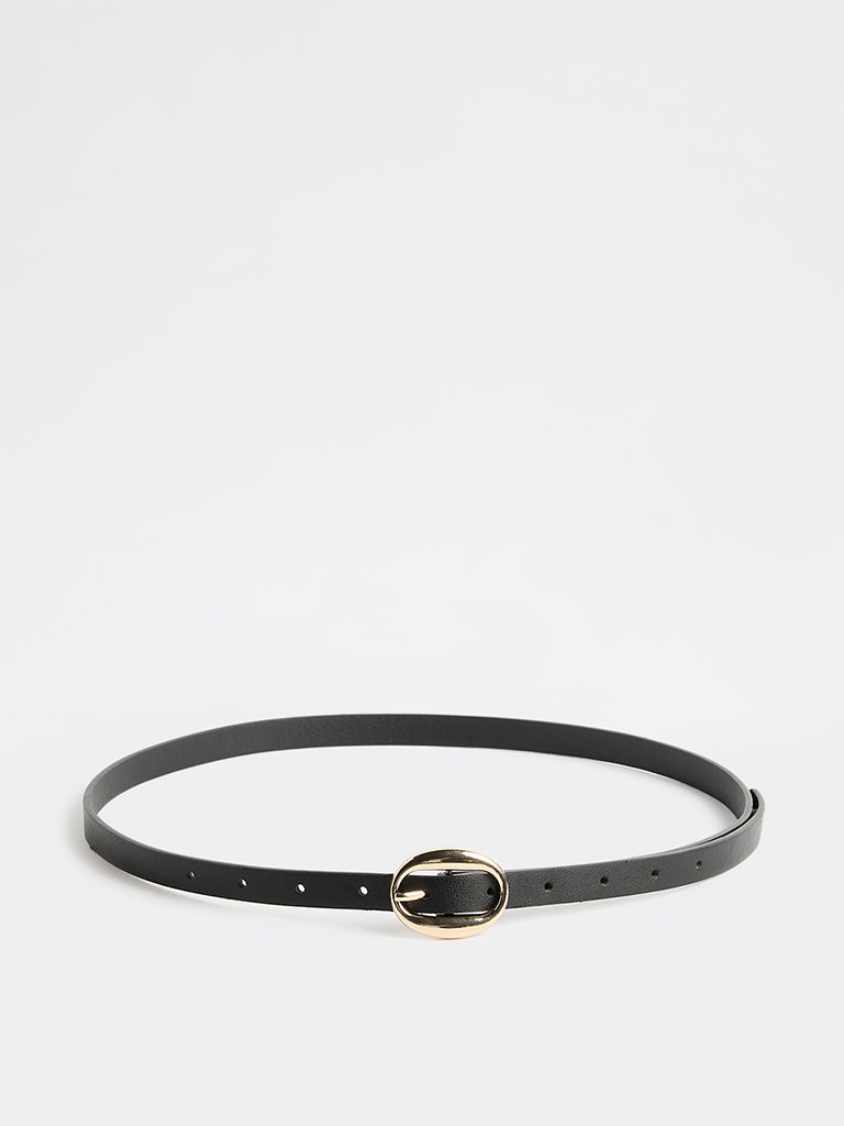 Westside Accessories Black Oval Puff Buckle Belt