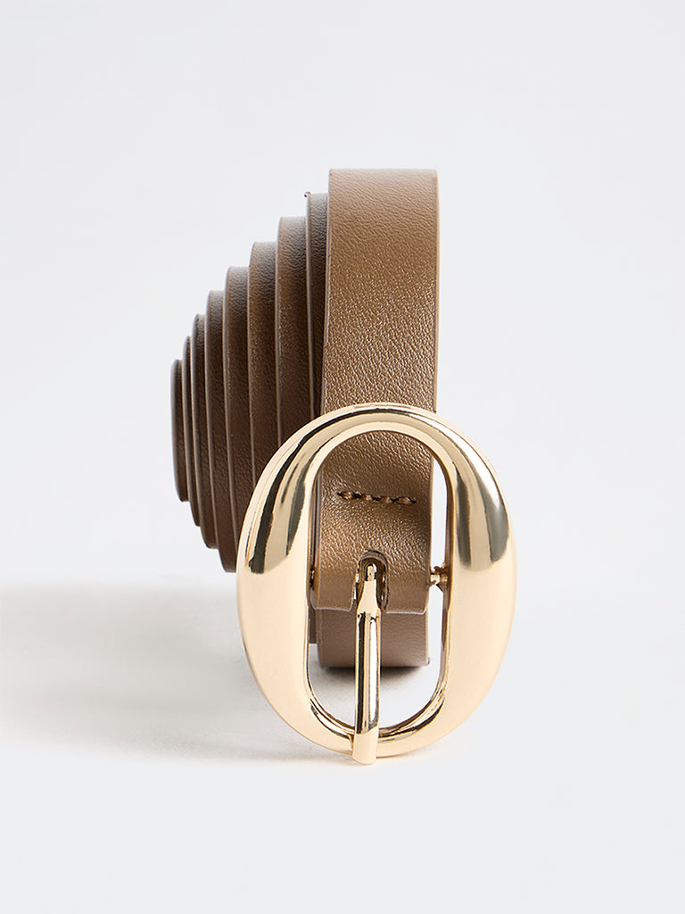 Westside Accessories Brown Oval Buckle Belt