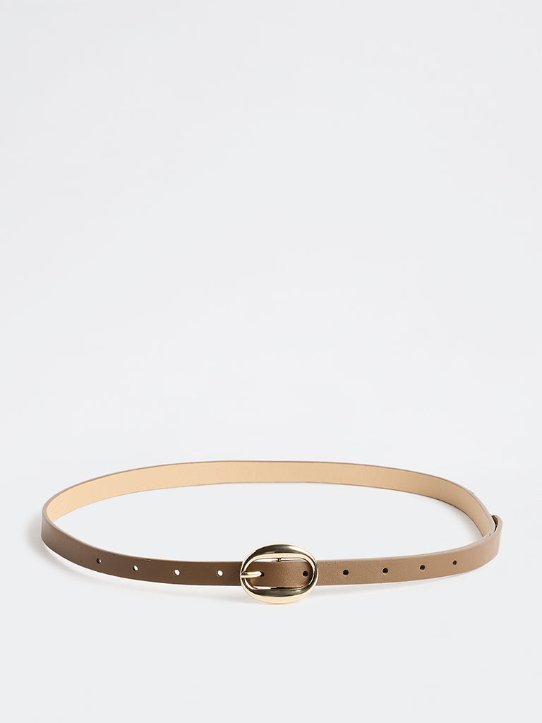 Westside Accessories Brown Oval Buckle Belt