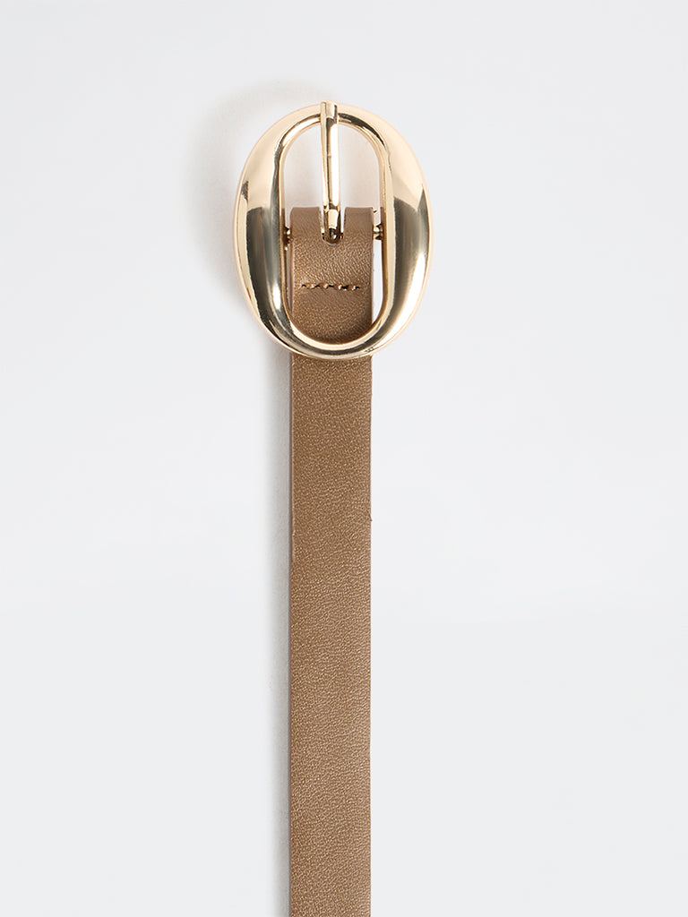 Westside Accessories Brown Oval Buckle Belt