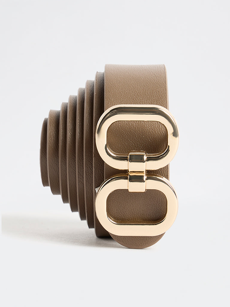 Westside Accessories Brown Oval Buckle Belt