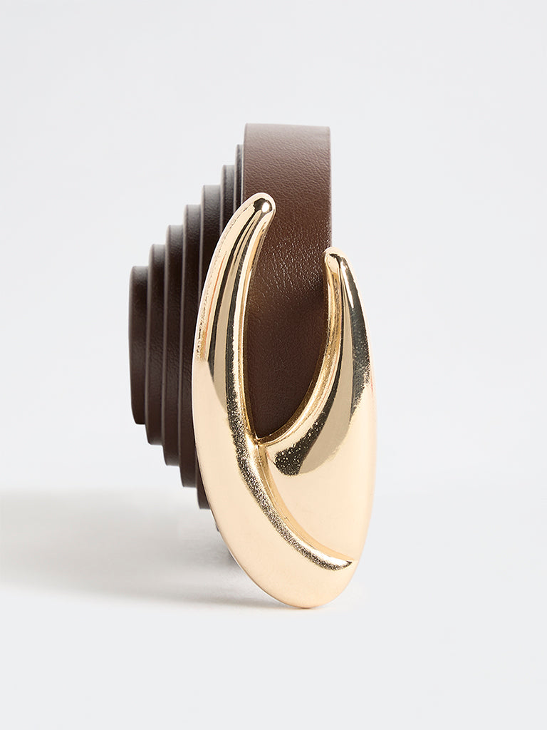 Westside Accessories Brown Puff Buckle Belt