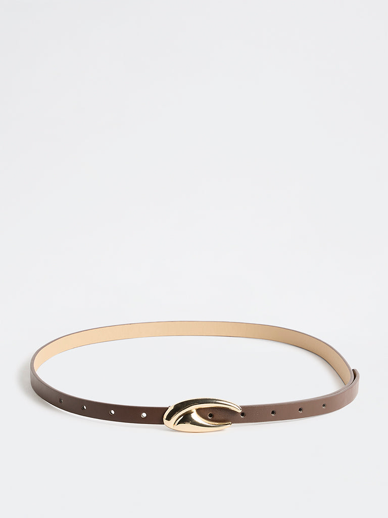 Westside Accessories Brown Puff Buckle Belt