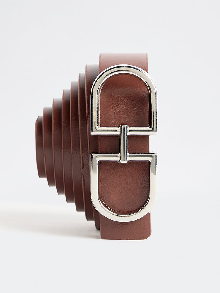 Westside Accessories Brown Saddle Buckle Belt