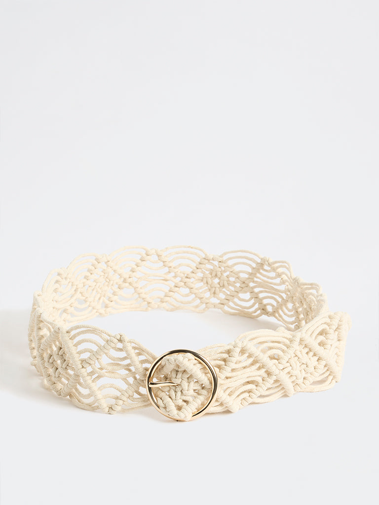 Westside Accessories Off-White Macrame Belt