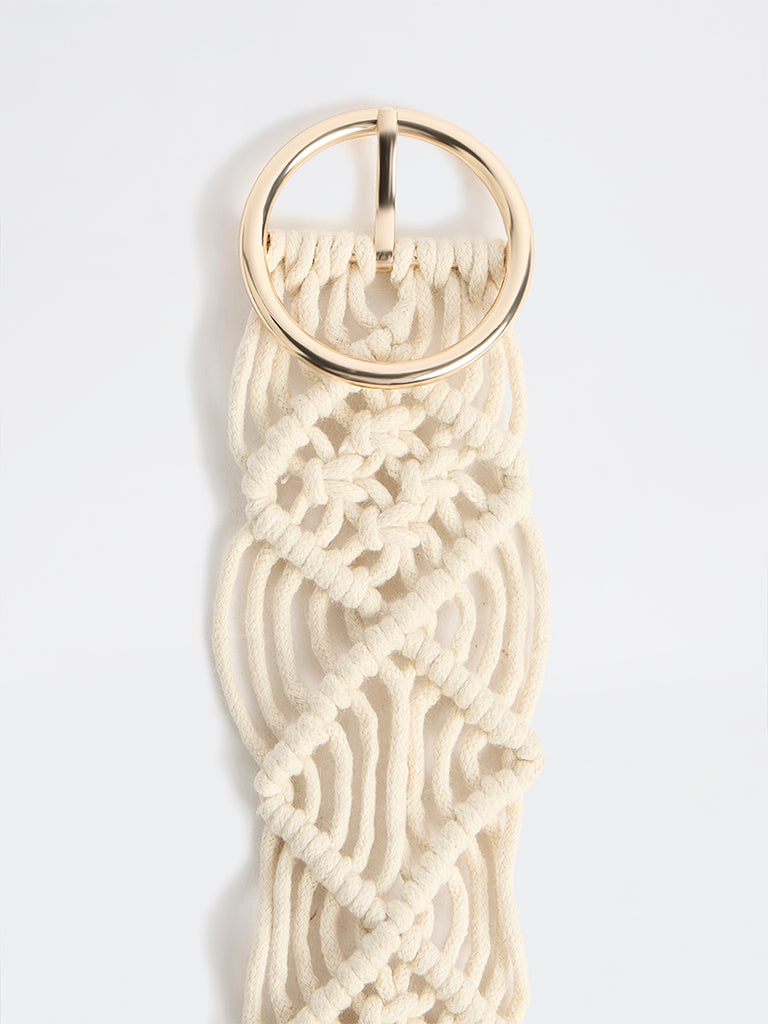 Westside Accessories Off-White Macrame Belt