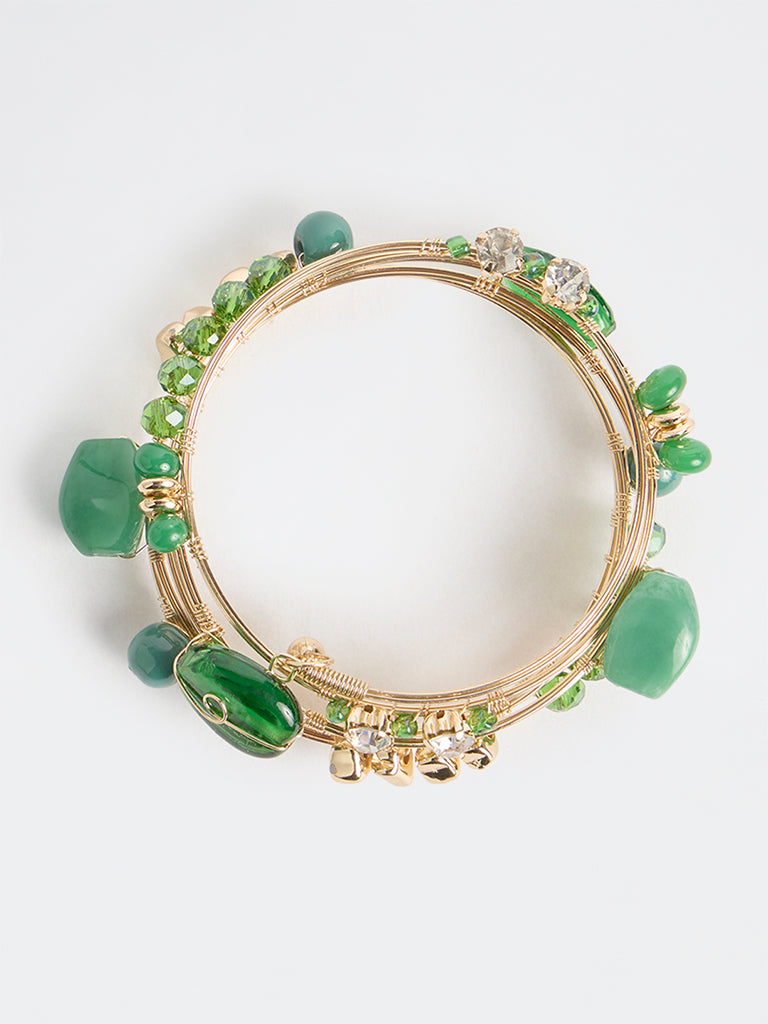 Westside Accessories Green Beaded Coil Bracelet