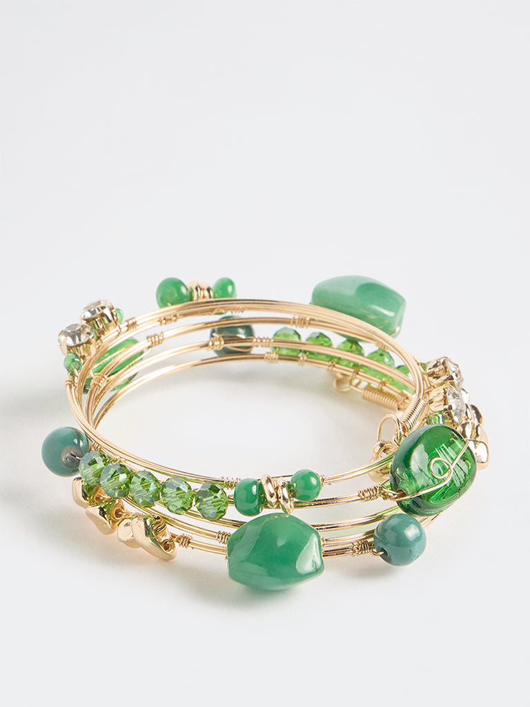 Westside Accessories Green Beaded Coil Bracelet