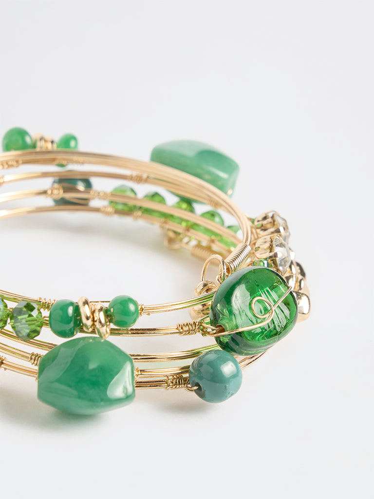 Westside Accessories Green Beaded Coil Bracelet