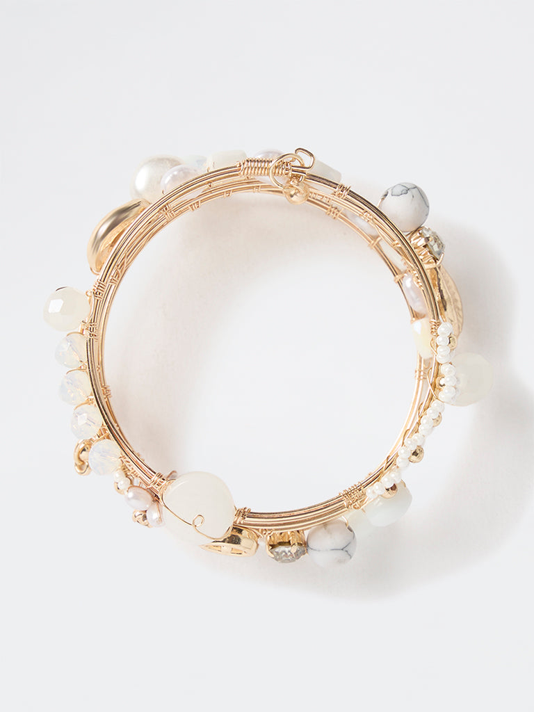 Westside Accessories White Beaded Coil Bracelet