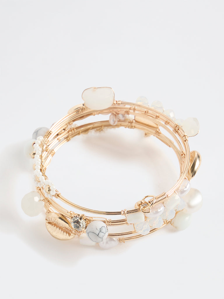 Westside Accessories White Beaded Coil Bracelet