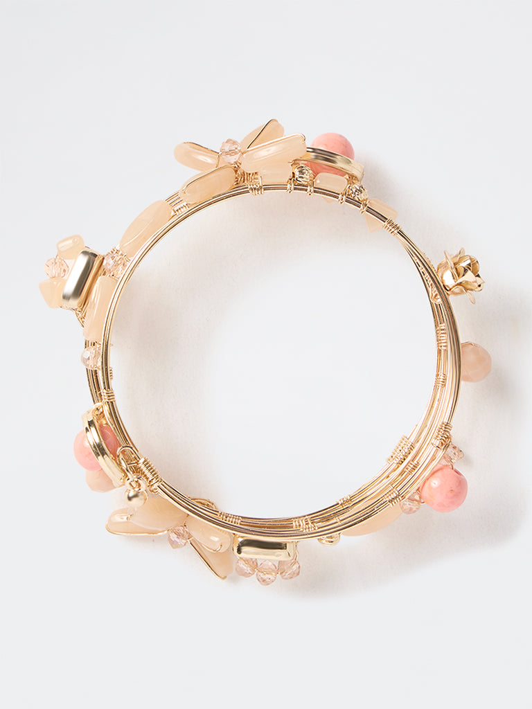 Westside Accessories Peach Beaded Coil Bracelet