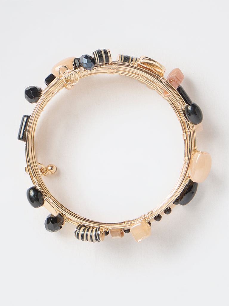 Westside Accessories Black Beaded Coil Bracelet