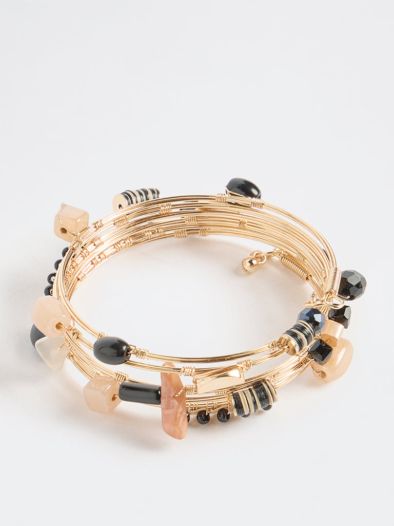 Westside Accessories Black Beaded Coil Bracelet