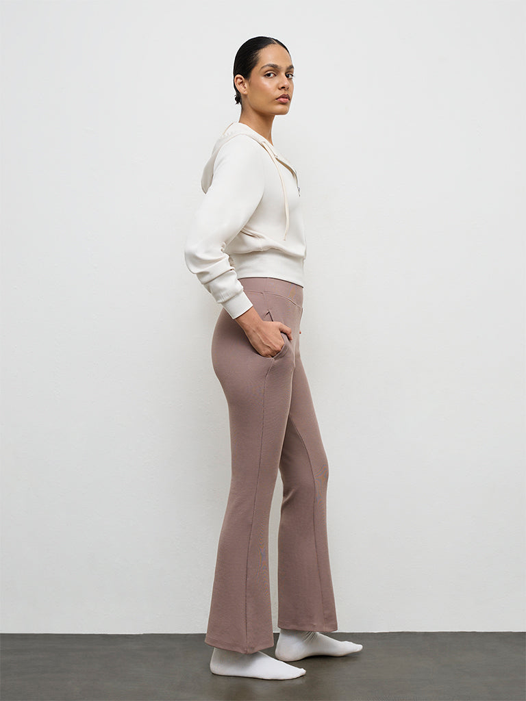 Nuoflexx Brown Ribbed High-Rise Yoga Pants