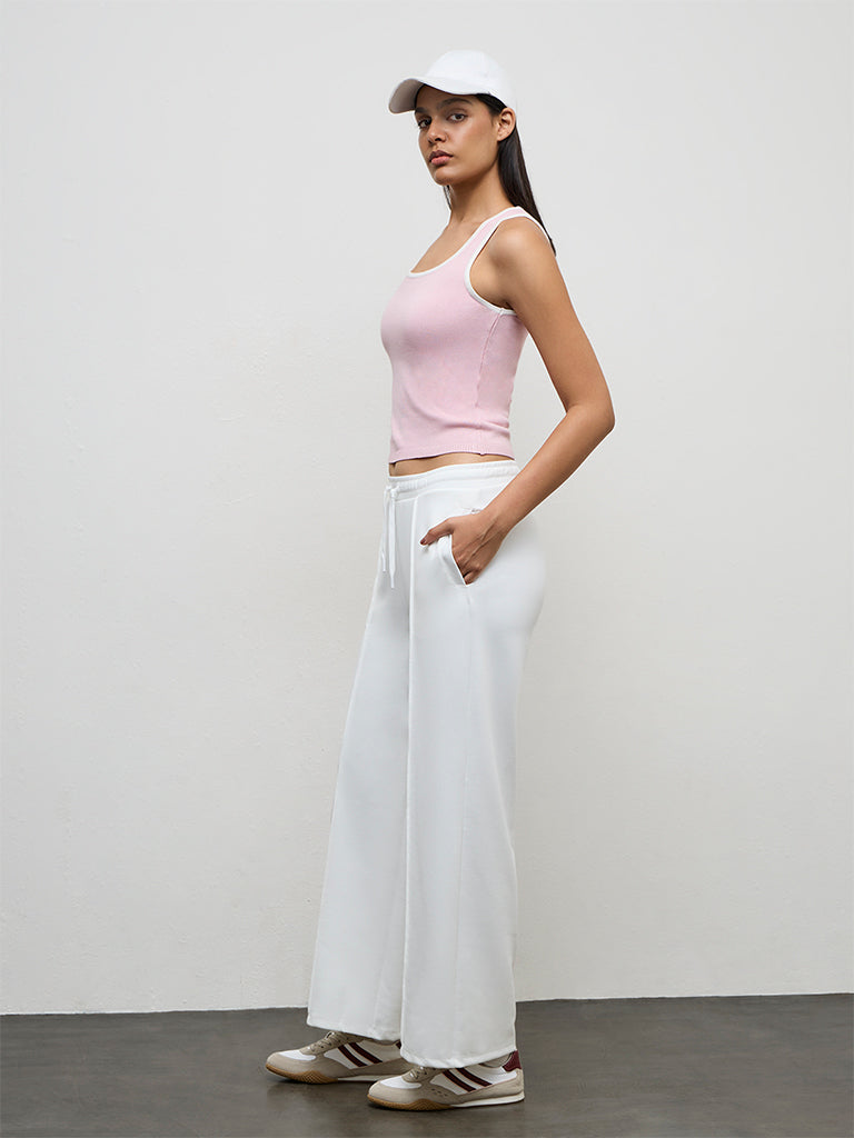 Nuoflexx White Pipeline-Detail High-Rise Track Pants