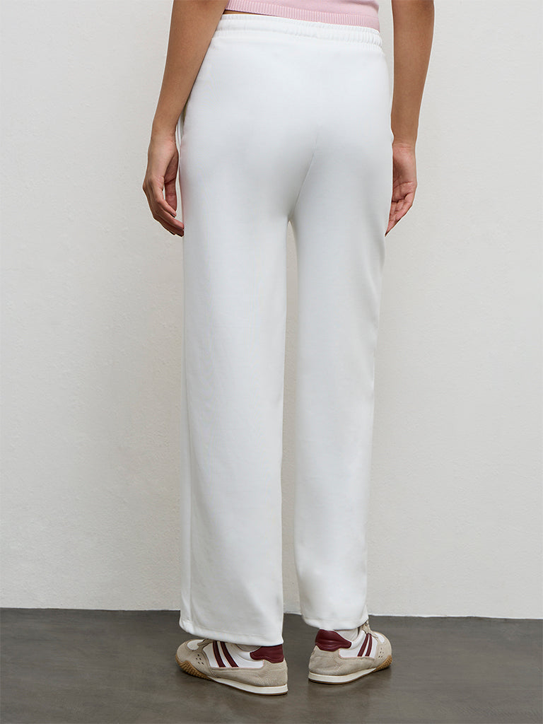 Nuoflexx White Pipeline-Detail High-Rise Track Pants