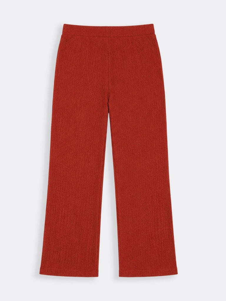 Nuoflexx Red Ribbed-Textured High-Rise Pants