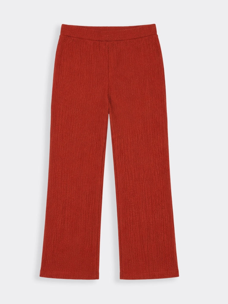 Nuoflexx Red Ribbed-Textured High-Rise Pants