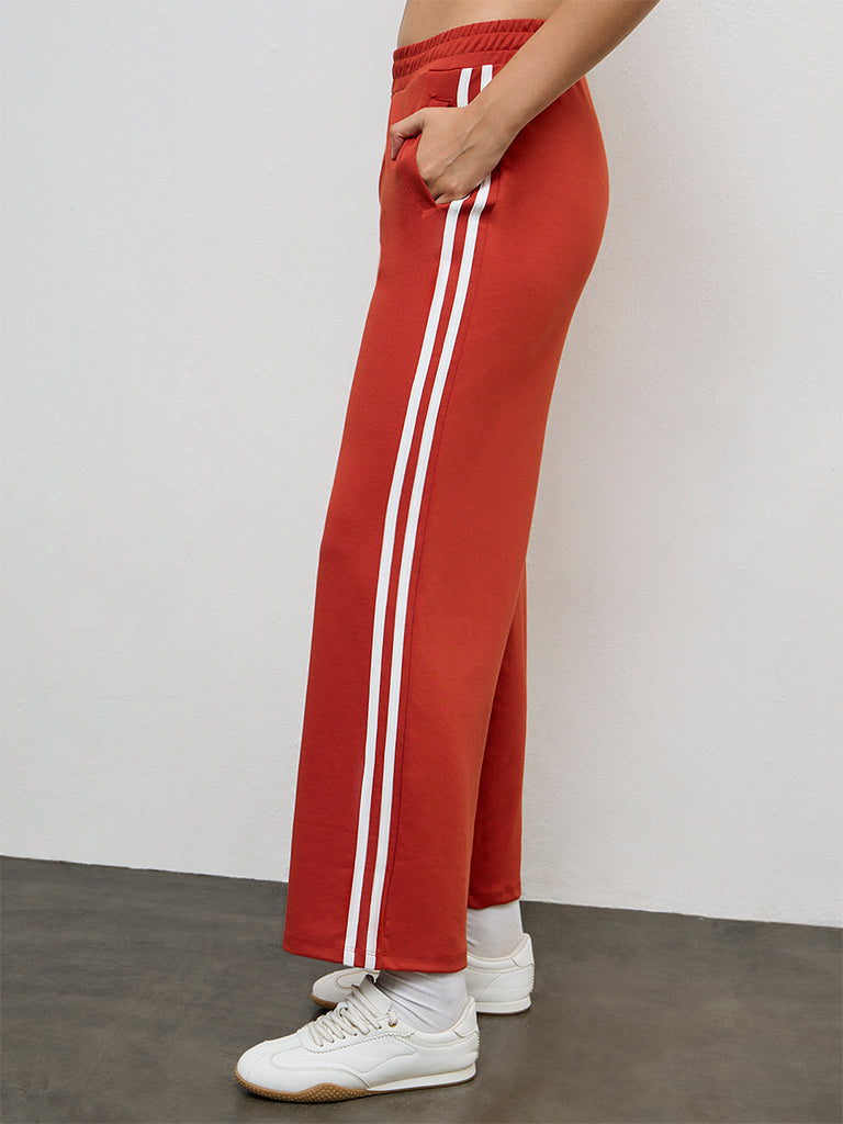 Nuoflexx Red Striped High-Rise Track Pants