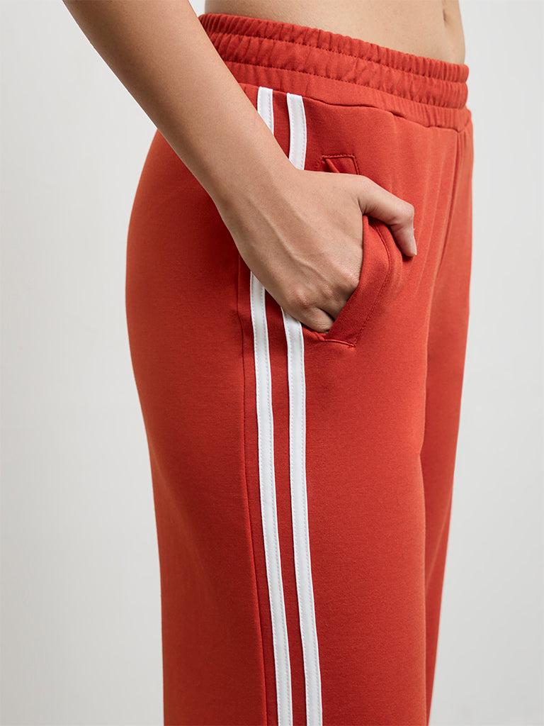 Nuoflexx Red Striped High-Rise Track Pants