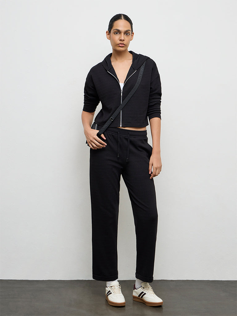 Nuoflexx Black Textured Hooded Jacket