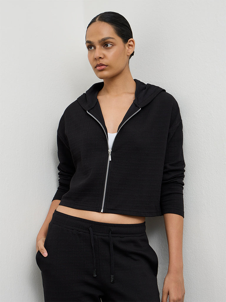 Nuoflexx Black Textured Hooded Jacket