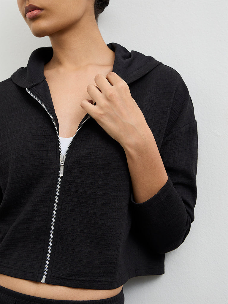 Nuoflexx Black Textured Hooded Jacket