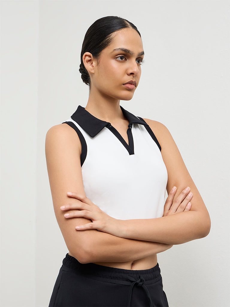 Nuoflexx White Cotton-Blend Top